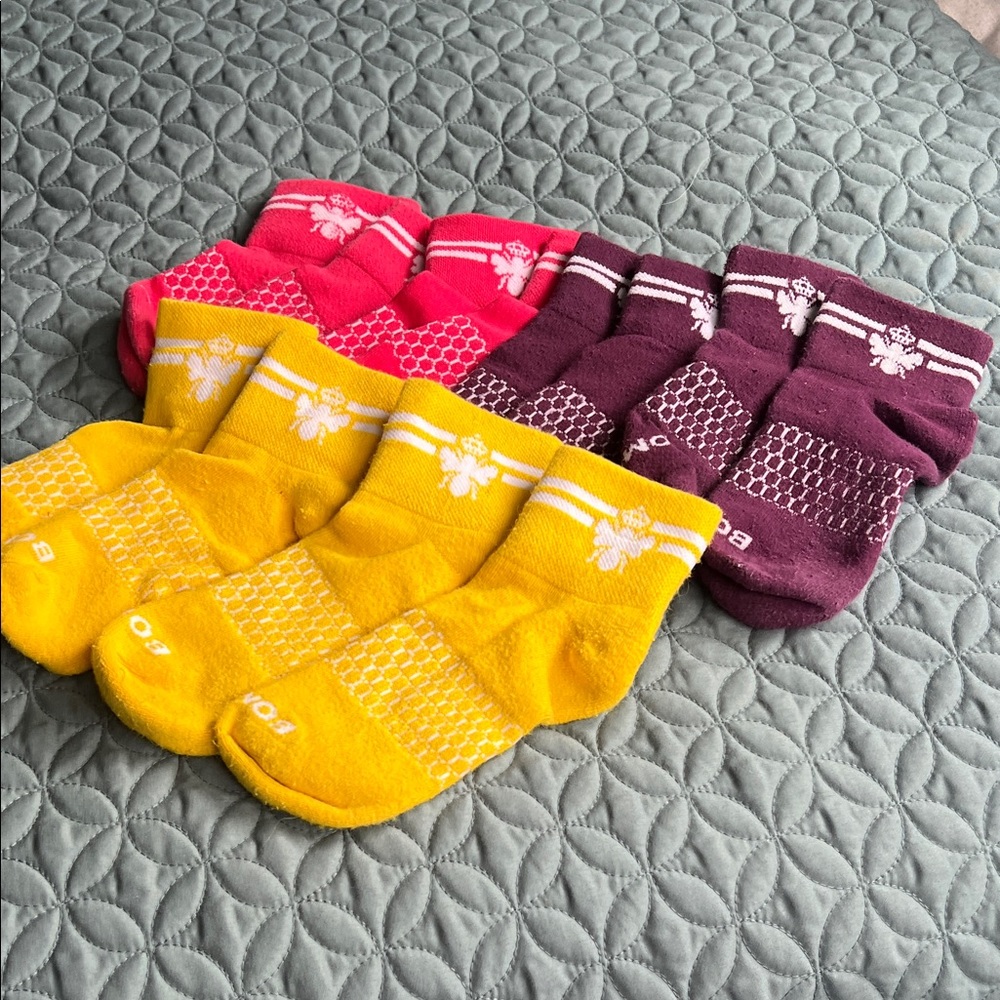 Bombas Colorful Crew Socks - Yellow, Pink, Purple